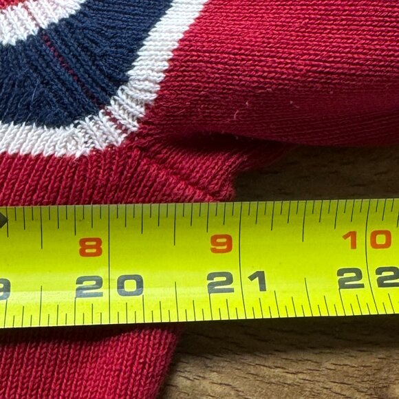 Tommy Hilfiger Vintage Red Striped Knit Sweater Preppy Long Sleeve Top Large NEW - Picture 6 of 7